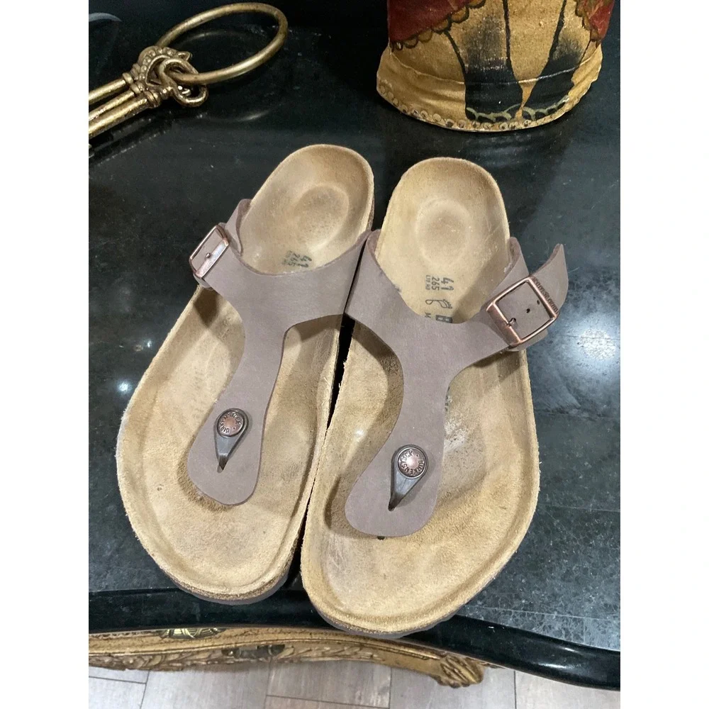 Birkenstock Gizeh Mocha Brown Thong Sandals Womens 41 Cork Footbed T-Strap
